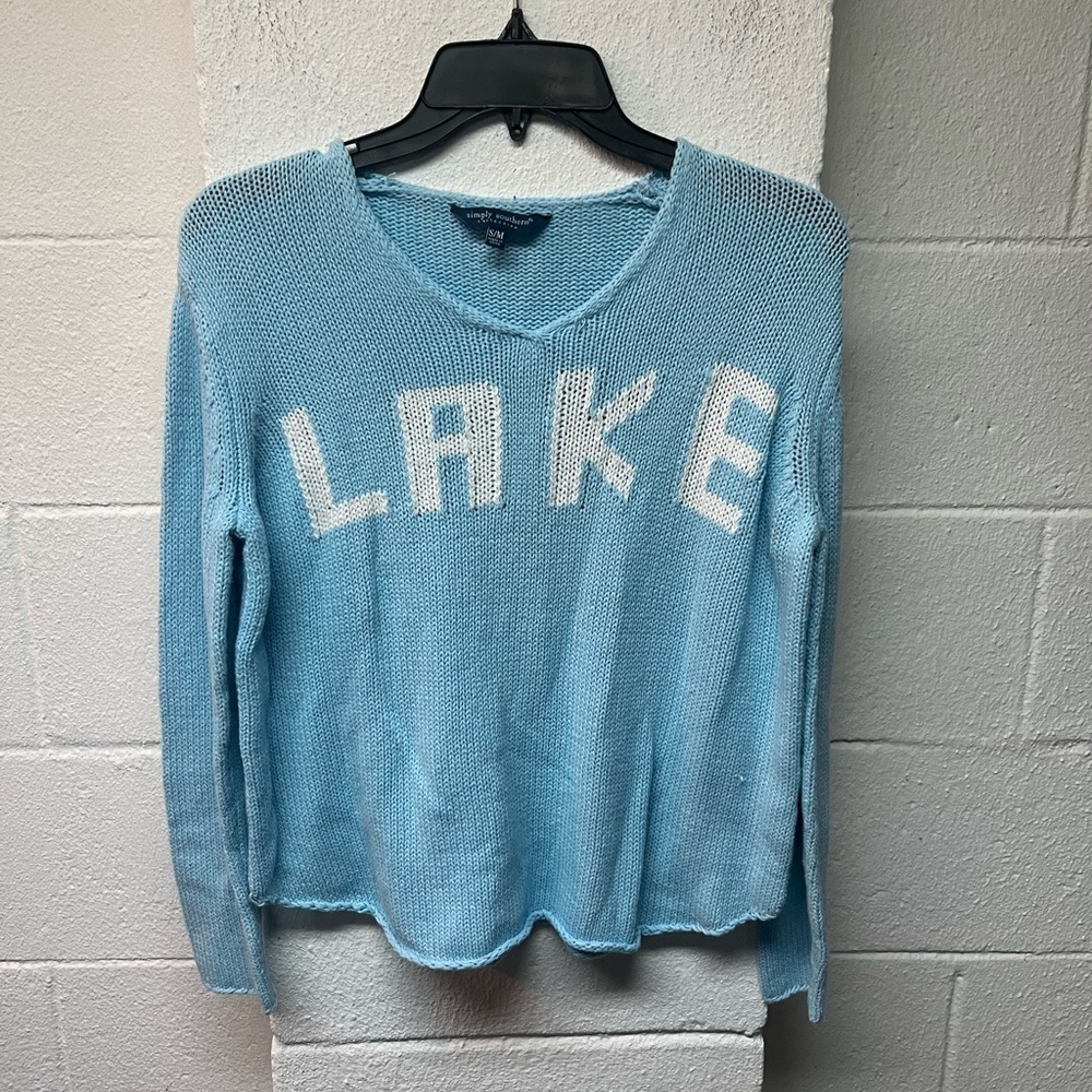 Simply Southern Sky Blue Knit Sweater. S/M